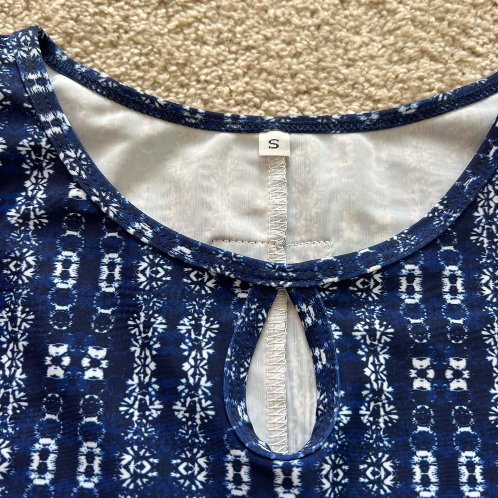 Nuu Muu Classic Keyhole Knit Dress Size S Blue Outdoors Athletic Made USA - Picture 3 of 6